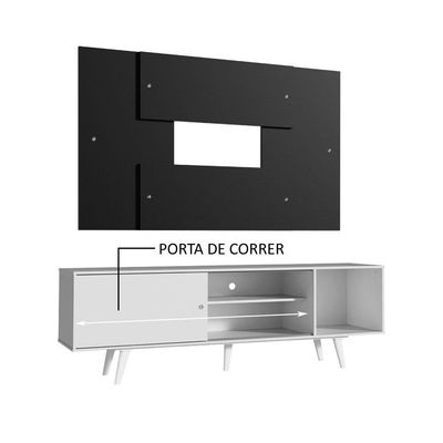 Rack Dubai com Pés e Painel Tv até 58" Branco/preto Madesa