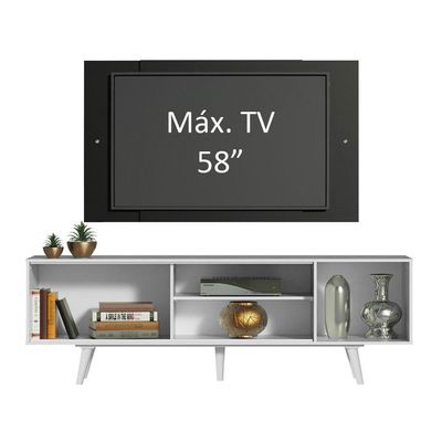 Rack Dubai com Pés e Painel Tv até 58" Branco/preto Madesa