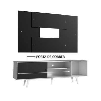 Rack Dubai com Pés e Painel Tv até 58" Branco/preto Madesa