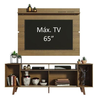 Rack Madesa Cancun com Pés e Painel para Tv Até 65'' Rustic