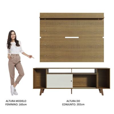 Rack Madesa Cancun com Pés e Painel para Tv Até 65'' Rustic
