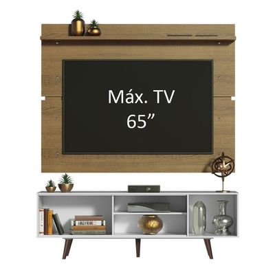 Rack Dubai e Painel Tv Até 65" com Pés Branco/rustic Madesa