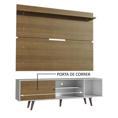 Rack Dubai e Painel Tv Até 65" com Pés Branco/rustic Madesa