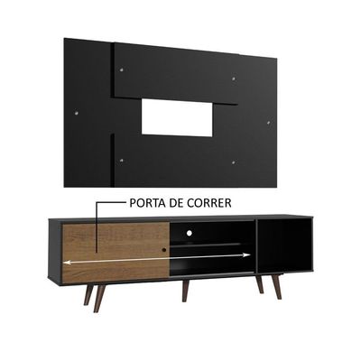 Rack Dubai com Pés e Painel Tv até 58" Preto/rustic Madesa