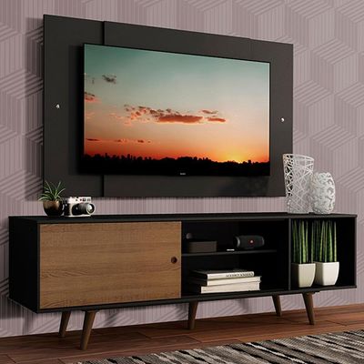 Rack Dubai com Pés e Painel Tv até 58" Preto/rustic Madesa