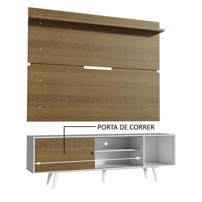 Rack Dubai e Painel Tv até 65" com Pés Branco/rustic Madesa