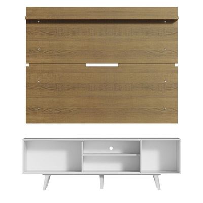 Rack Dubai e Painel Tv até 65" com Pés Branco/rustic Madesa