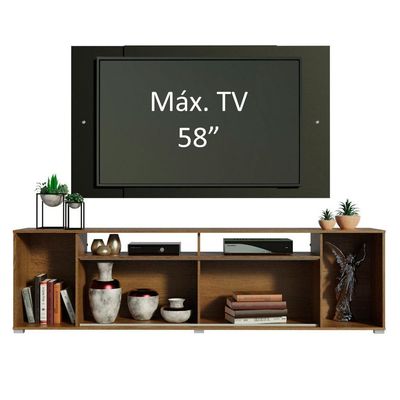 Rack Cancun e Painel para Tv até 58" Rustic/preto Madesa