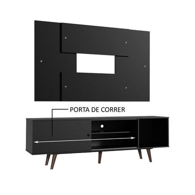 Rack Dubai com Pés e Painel Tv até 58" Preto/rustic Madesa