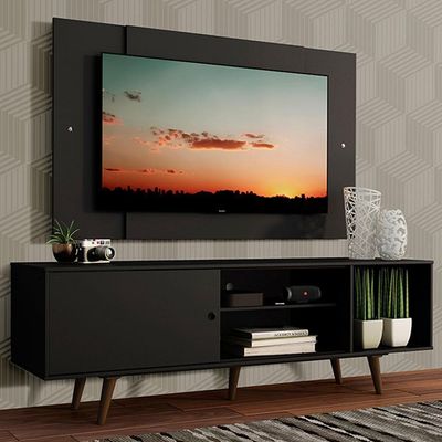 Rack Dubai com Pés e Painel Tv até 58" Preto/rustic Madesa