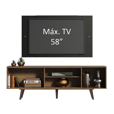 Rack Dubai com Pés e Painel Tv até 58" Rustic/preto Madesa