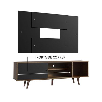 Rack Dubai com Pés e Painel Tv até 58" Rustic/preto Madesa