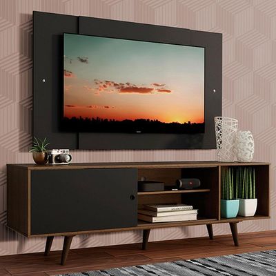Rack Dubai com Pés e Painel Tv até 58" Rustic/preto Madesa