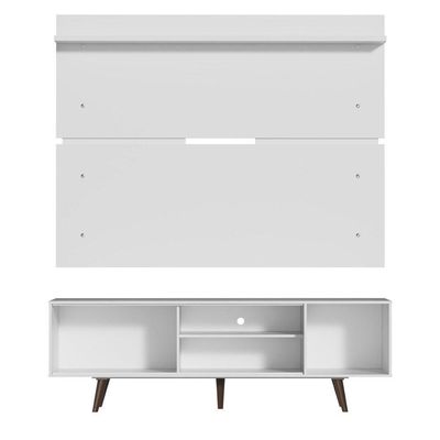 Rack Dubai e Painel Tv até 65" com Pés Branco/rustic Madesa