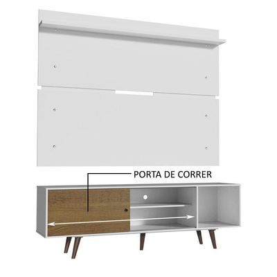 Rack Dubai e Painel Tv até 65" com Pés Branco/rustic Madesa