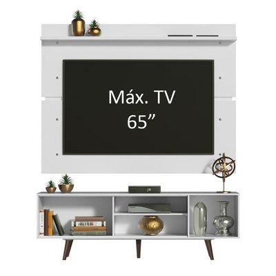 Rack Dubai e Painel Tv até 65" com Pés Branco/rustic Madesa
