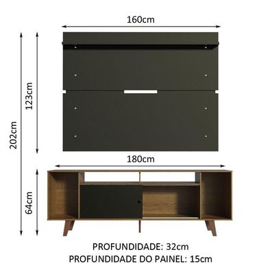 Rack Madesa Cancun com Pés e Painel para Tv Até 65 Polegadas