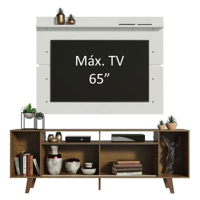 Rack Madesa Cancun com Pés e Painel para Tv Até 65 Polegadas