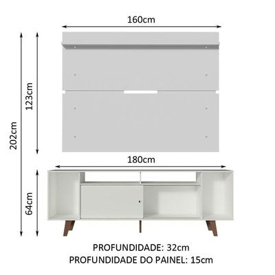 Rack Madesa Cancun com Pés e Painel para Tv Até 65 Polegadas