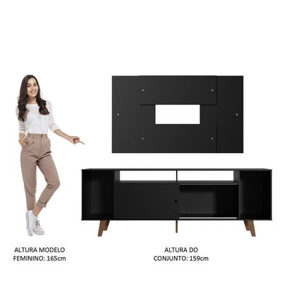 Rack e Painel para TV até 58" Cancun Preto com Pés Madesa