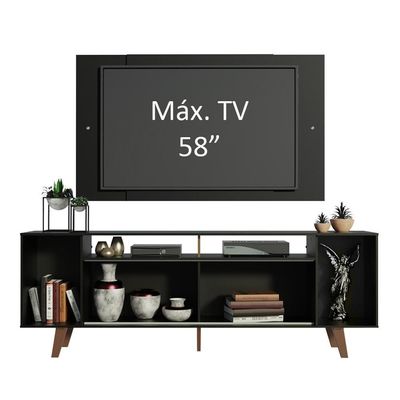 Rack e Painel para TV até 58" Cancun Preto com Pés Madesa