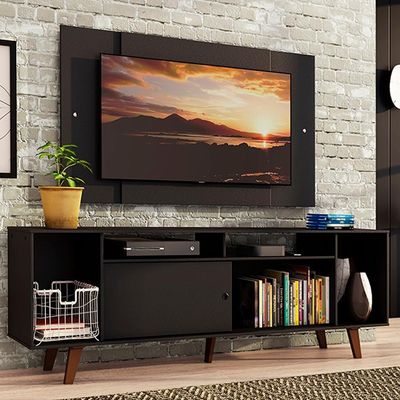 Rack e Painel para TV até 58" Cancun Preto com Pés Madesa