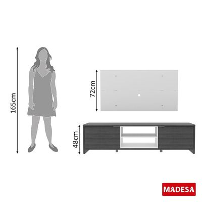 RackRustic e Painel para TV Metz Branco Madesa