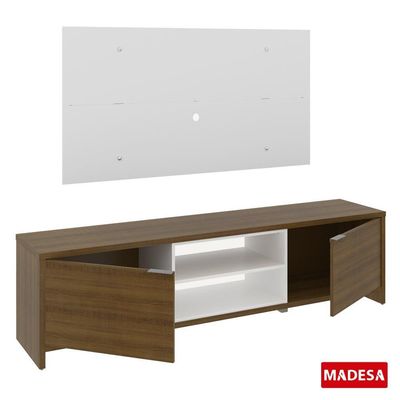 RackRustic e Painel para TV Metz Branco Madesa