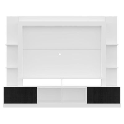 Rack Estante com Painel Tv 65 e 2 Portas Oslo Branco preto