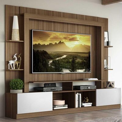 Rack Estante com Painel Tv 65 e 2 Portas Oslo Madeirado