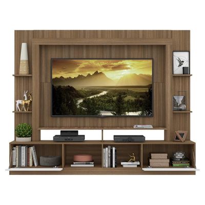 Rack Estante com Painel Tv 65 e 2 Portas Oslo Madeirado