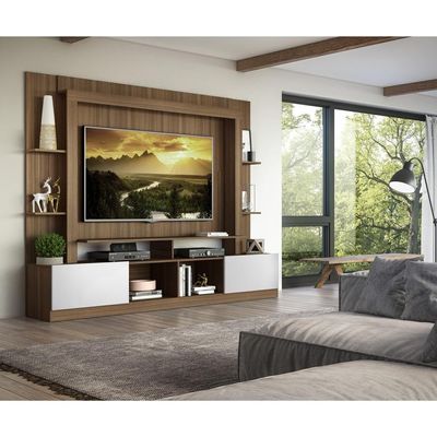 Rack Estante Painel Suporte Tv 65´´ Madeirado/Branco