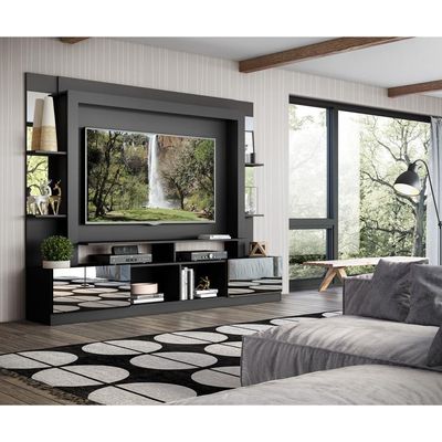 Rack Estante com Painel Tv 65 e Espelho Oslo Preto