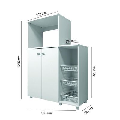 Balcão para Forno e Microondas Branco Premium Multimóveis