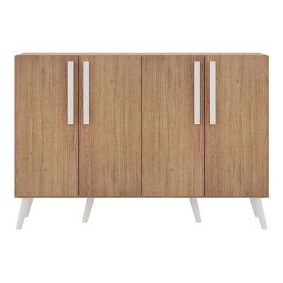 Aparador Buffet 4 Portas Com Pés Retrô Viena Rustic/branco