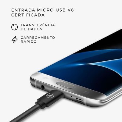 Cabo Turbo Militar - 1,5M - Micro USB V8 - Gshield