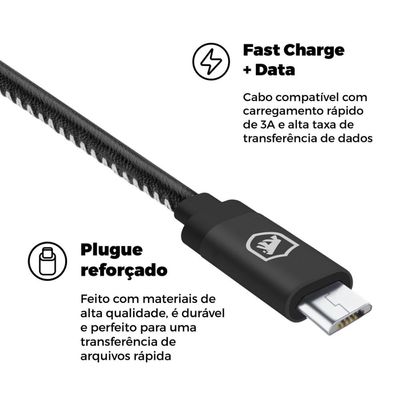 Cabo Turbo Militar - 1,5M - Micro USB V8 - Gshield