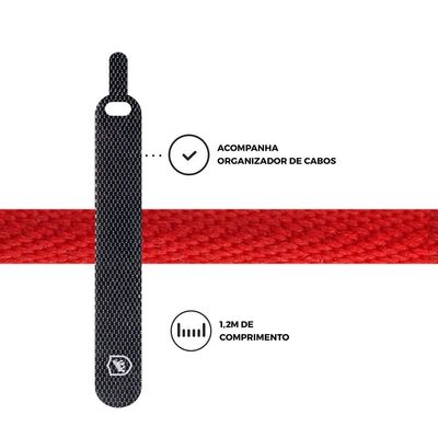 Cabo Tech Proof Vermelho Micro USB V8 (1,2m) - Gorila Shield