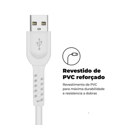 Cabo Dual Shock Micro USB V8 Branco - 1,2m - GShield
