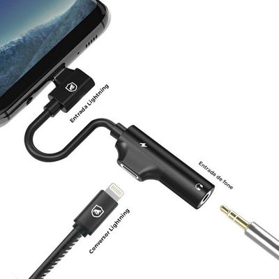 Adaptador p2 para Lightning Armor com Entrada para Carregamento - Preto - Gshield