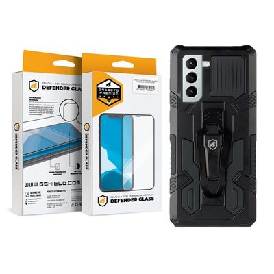 Kit Capa Clip e Pelicula Defender Glass Samsung Galaxy S21 Plus - Gshield