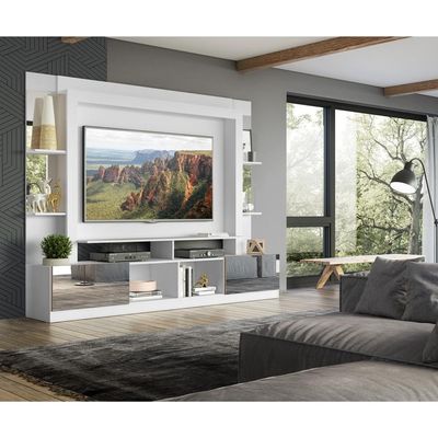 Rack Estante com Painel Tv 65 e Espelho Oslo Branco