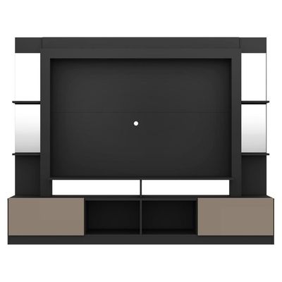 Rack com Painel Tv 65 Prateleiras com Espelho Oslo Preto