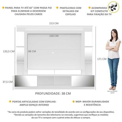 Rack Estante Com Suporte Tv 65´´ e Espelho