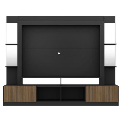 Rack com Painel Tv 65 Prateleiras com Espelho Oslo Preto