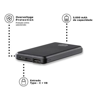 Carregador Portátil Powerfit - 5000mAh - Gshield