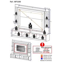 Rack Estante com Painel Tv 65 e Espelho Oslo Branco