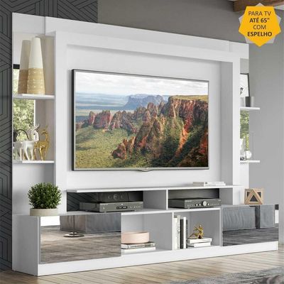 Rack Estante com Painel Tv 65 e Espelho Oslo Branco