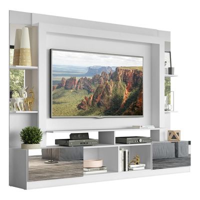 Rack Estante com Painel Tv 65 e Espelho Oslo Branco