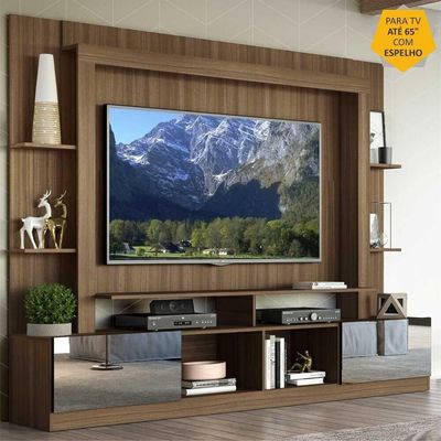 Rack com Painel Tv 65 Portas com Espelho Oslo Madeirado